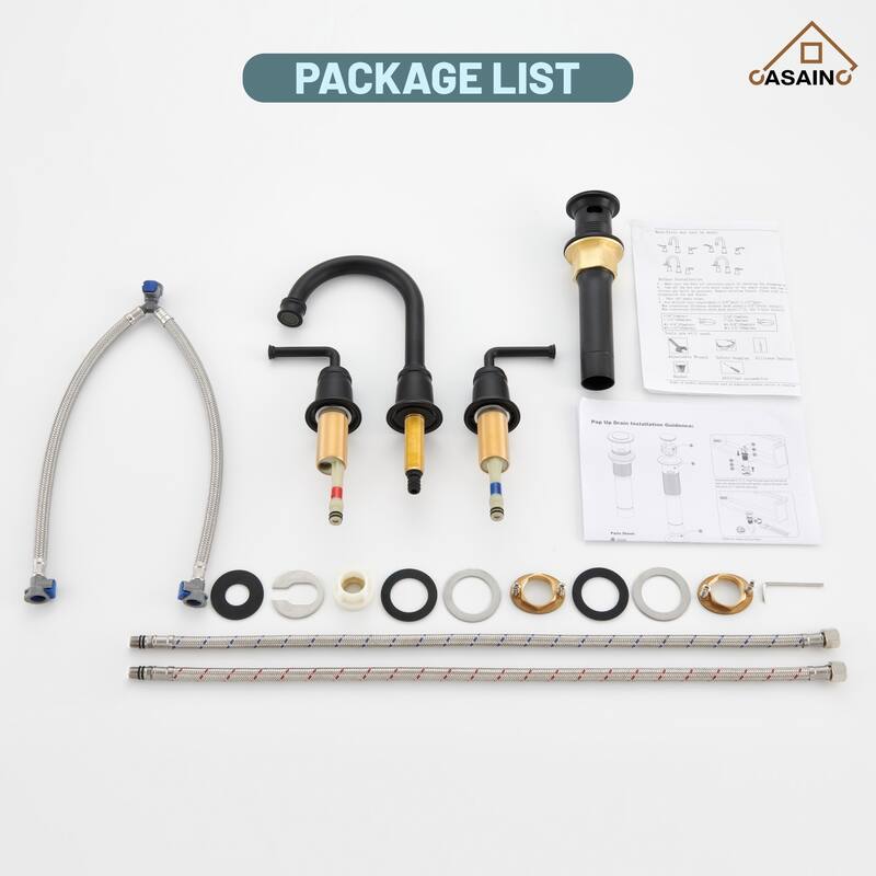 8 in. Widespread Double Handle Bathroom Faucet with Drain Kit Included