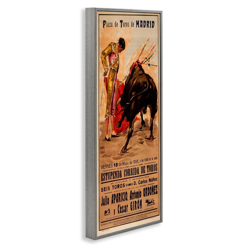 Stupell Great Bullfight Antique Advertisement Framed Giclee Art Design By Marcus Jules