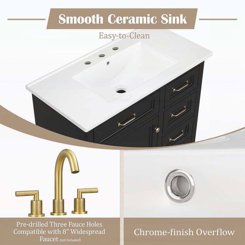 Bathroom Vanity Cabinet with Sink,2 Tip-out Drawers, Soft Close Door Hinges