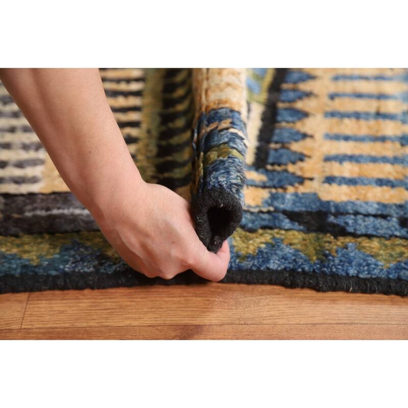 Hand Knotted Oriental 100% Wool Carpet Modern Tribal Multi-Colored Moroccan Area Rug - 8' 1'' X 5' 10''