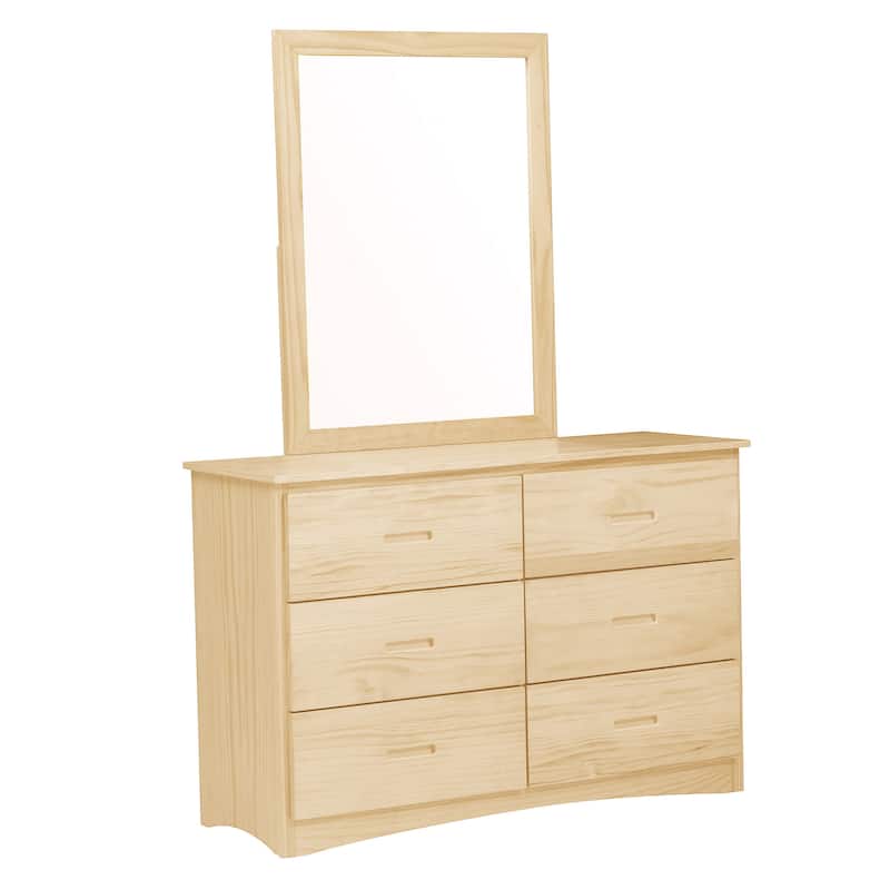 Catherine 48 Inch Kids Dresser, 6 Drawers, Natural Pine Brown Wood Finish