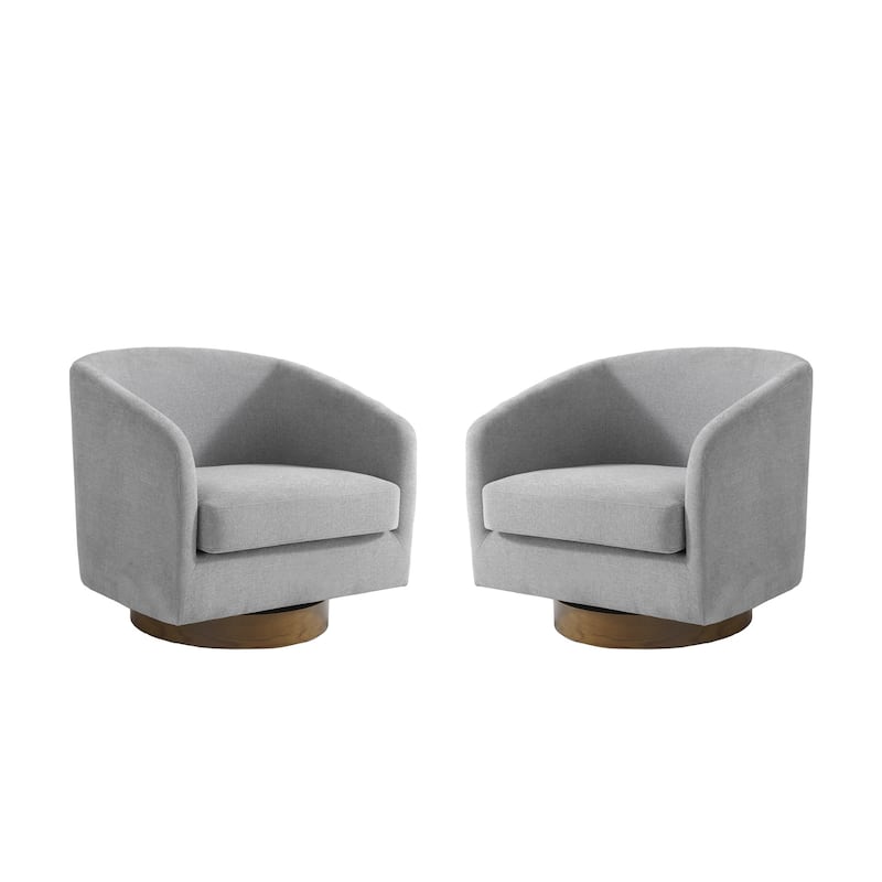 Faux Leather Wide Seat Swivel Barrel Chair