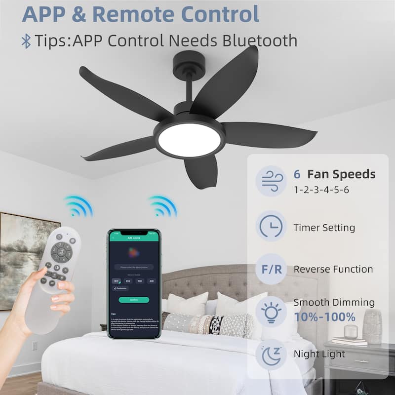 42-inch Eye-Protecting Light Source Walnut-Coloured Fan Blades High Airflow Plug-and-Play Fan Blades ABS Ceiling Fan Light