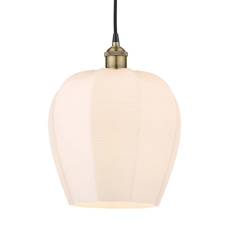 Innovations Lighting 616-1P-15-12 Norfolk Pendant Norfolk 12" Wide - Black Antique Brass / Matte White