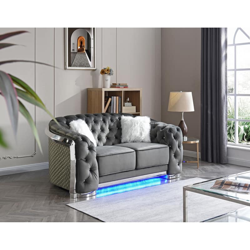 Gray Flared Arm Loveseat