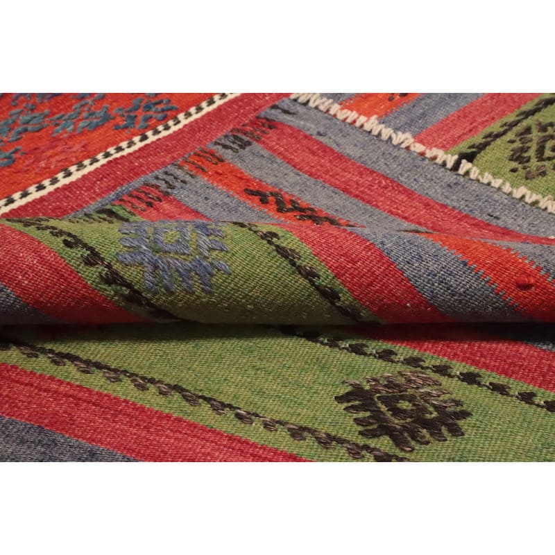 Hand Woven Oriental 100% Wool Carpet Southwestern Tribal Multi-Colored Kilim Area Rug - 10' 0'' X 6' 0''