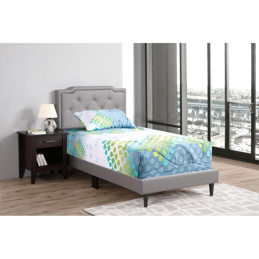 Twin Size PU Elegant Platform Bed with Foam Support