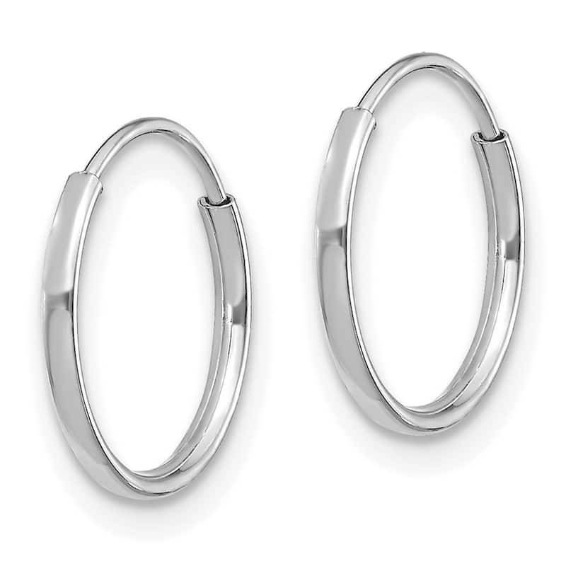 Curata 14k White Gold Polished Endless 12mm Hoop Earrings