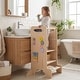 preview thumbnail 2 of 8, Gymax Wooden Toddler Standing Tower w/Chalkboard Montessori Games 3