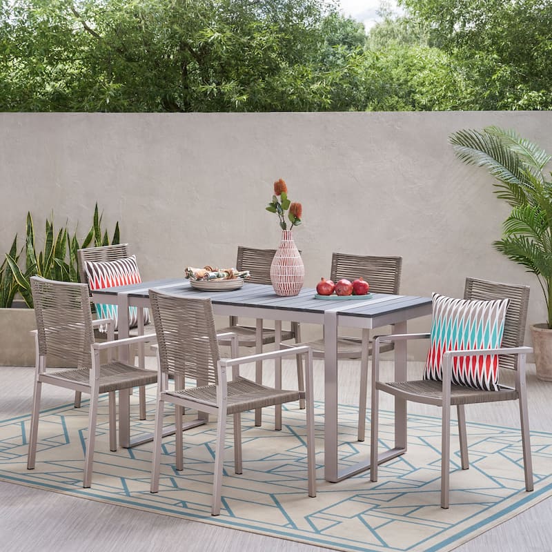 Harding Outdoor Aluminum Outdoor 7 Piece Dining Set by Christopher Knight Home
