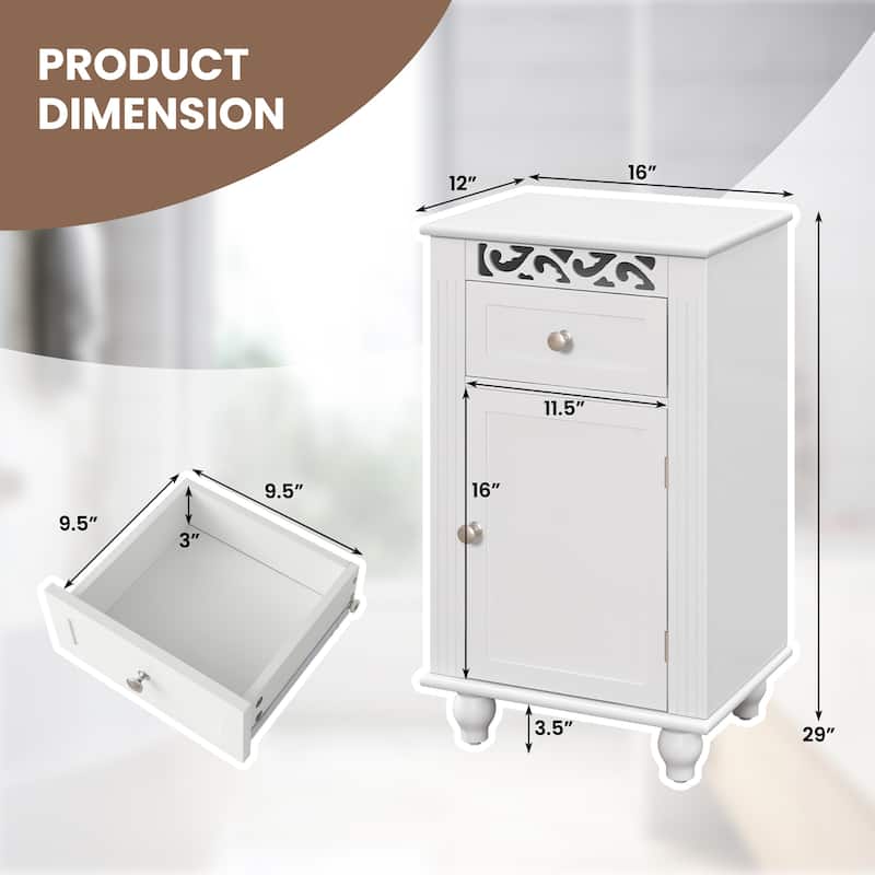 Costway Bathroom Floor Cabinet Side Storage Organizer with 1 Drawer & - See Details