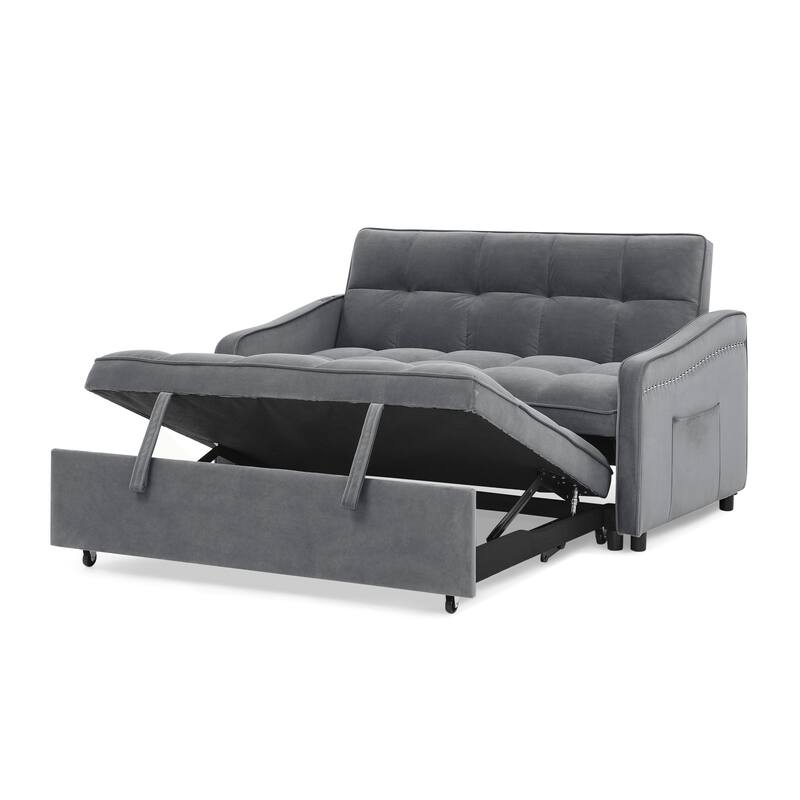 Modern Loveseat Sofa Bed With Pull-out Bed,TypeC and USB Charging