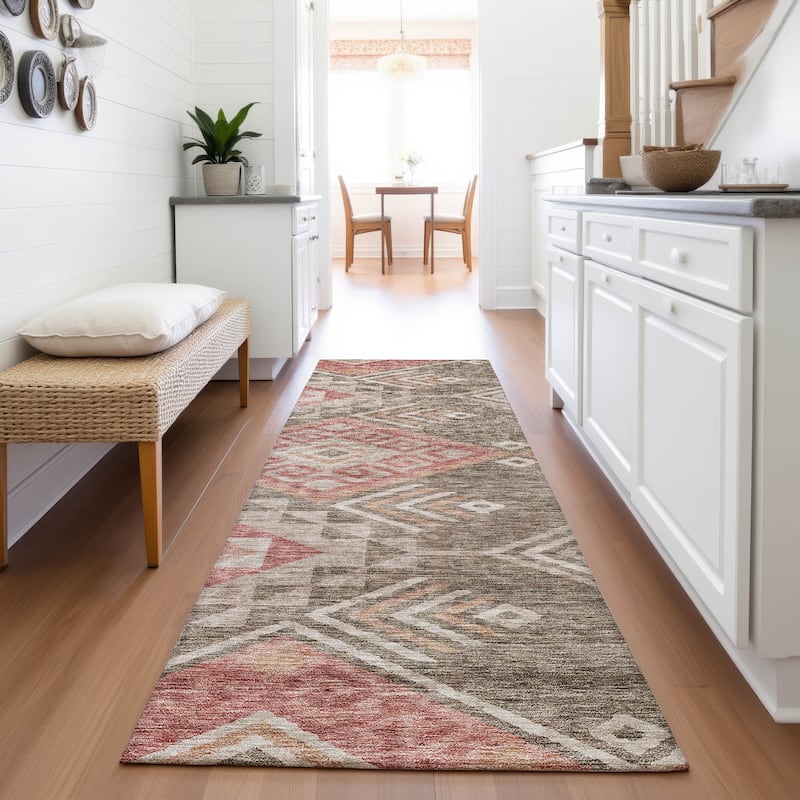Premium Washable Super Soft Boho Tribal Mayfield Rug - Brown - 2'3" x 7'6"