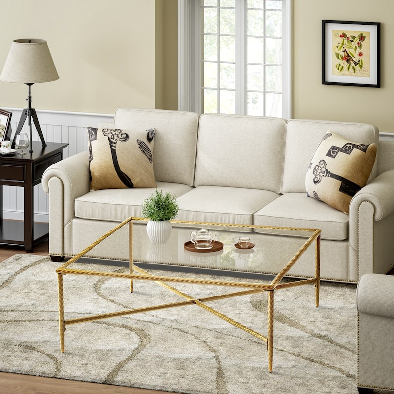Stylish Gold-Framed Glass Coffee Table