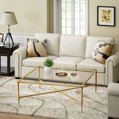 Stylish Gold-Framed Glass Coffee Table
