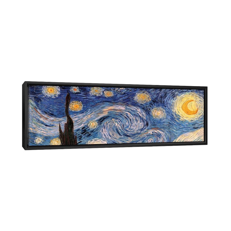 iCanvas "The Starry Night" by Vincent van Gogh Framed Canvas Print - 24x72 - Black