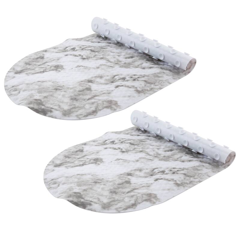 Bath Bliss 2 Pack Oval Bubble Bath Mat in Marble Print