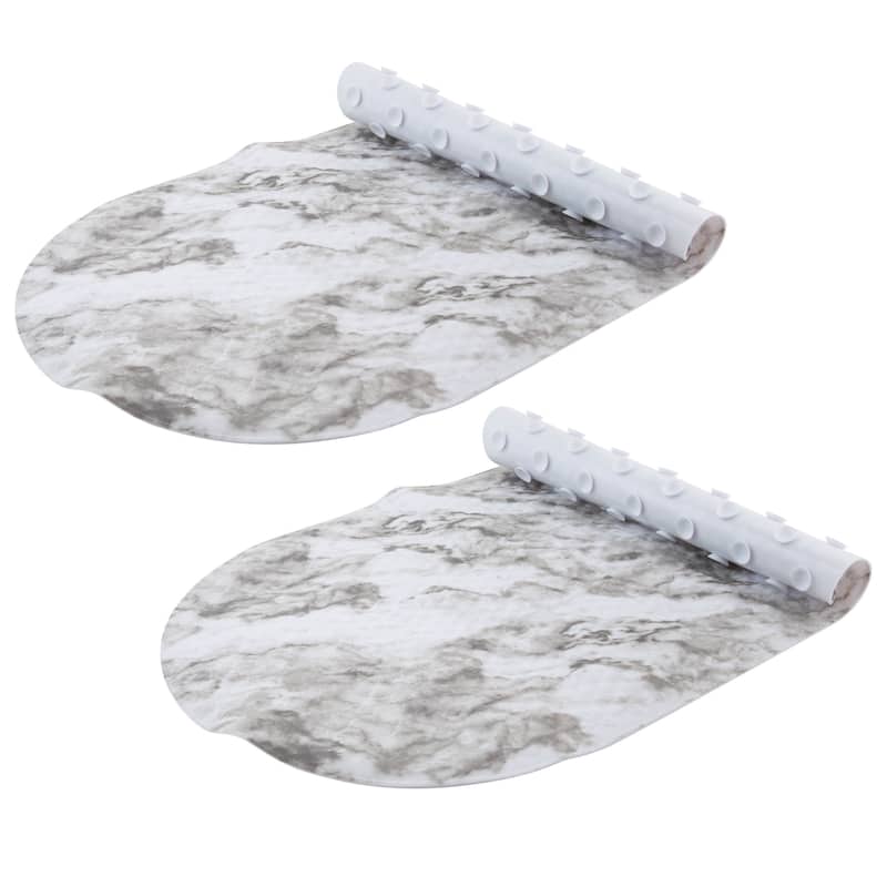 Bath Bliss 2 Pack Oval Bubble Bath Mat in Marble Print