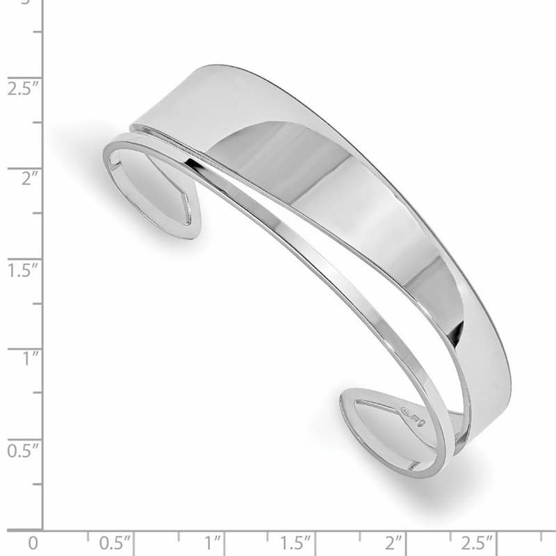 Curata 925 Sterling Silver 17mm Polished Modern Cut-out Cuff Bangle Bracelet