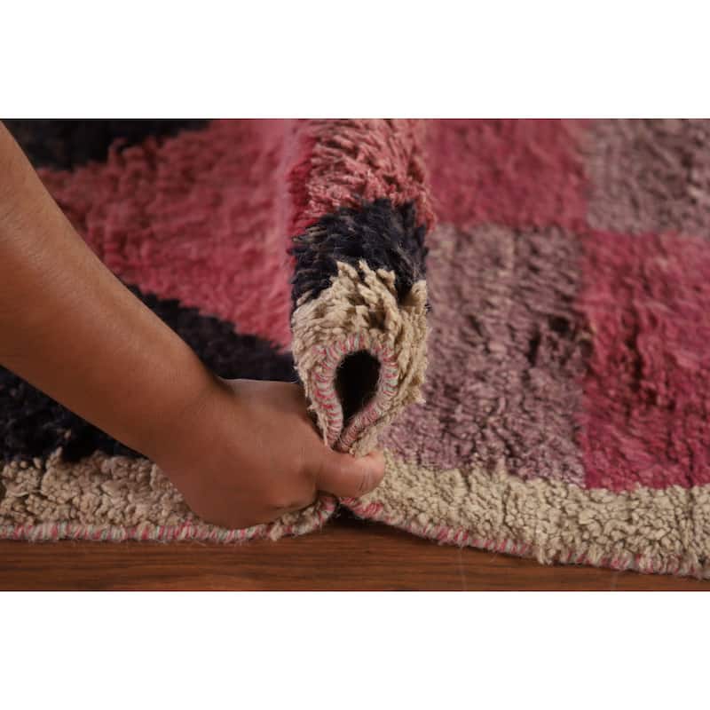 Geometric Plush Moroccan Oriental Area Rug Hand-Knotted Wool Carpet - 7'11" x 10'9"