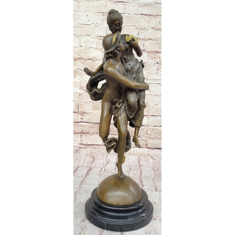 Hermes Flying Mercury And Pandora Greek Mythology Bronze Sculpture Statue