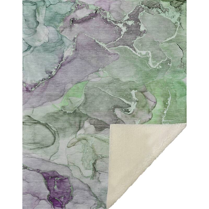 Premium Machine Washable Sherpa Abstract Contemporary Throw Blanket.