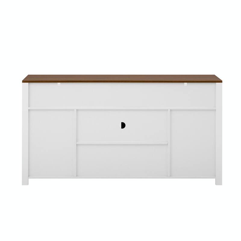 59.3'' Sideboard with Sliding Barn Door and Mesh Panels, Farmhouse Buffet with Open Storage