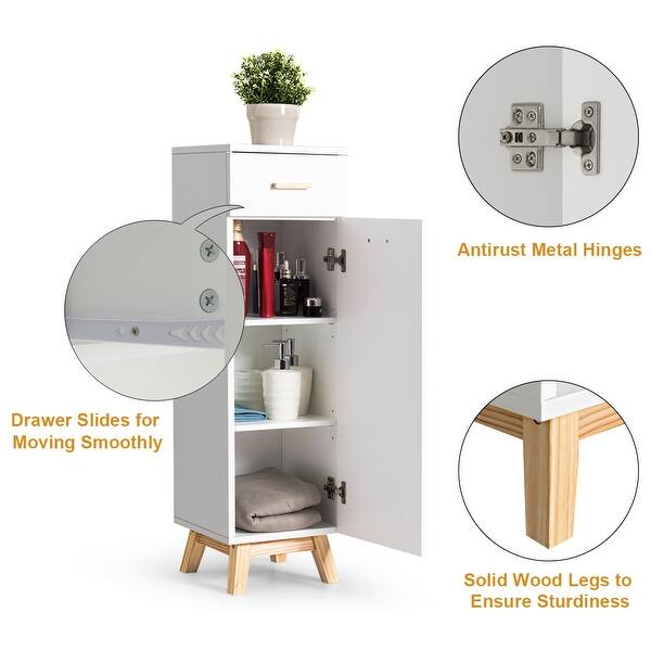 Shop Bathroom Cabinet W Adjustable Shelves Sliding Drawer