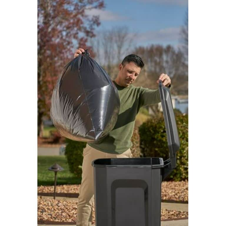 Rubbermaid 50 gal Roughneck Wheeled Plastic Garage Trash Can, Black 