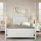 preview thumbnail 1 of 10, Elegant King Size Four-Poster Solid Wood Bed with Horizontal Slat Detail, Sturdy Pine Construction White - Queen