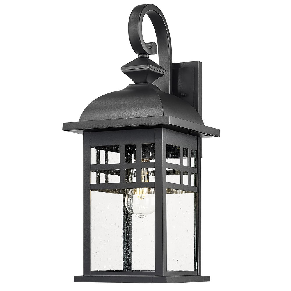Black Farmhouse Porch Light - Seeded Glass Outdoor Fixture
