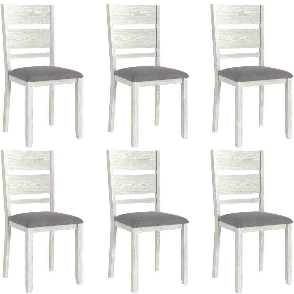 VECELO Modern Farmhouse 39" Solid Wood Dining Chairs with Linen Fabric Upholstered Seat