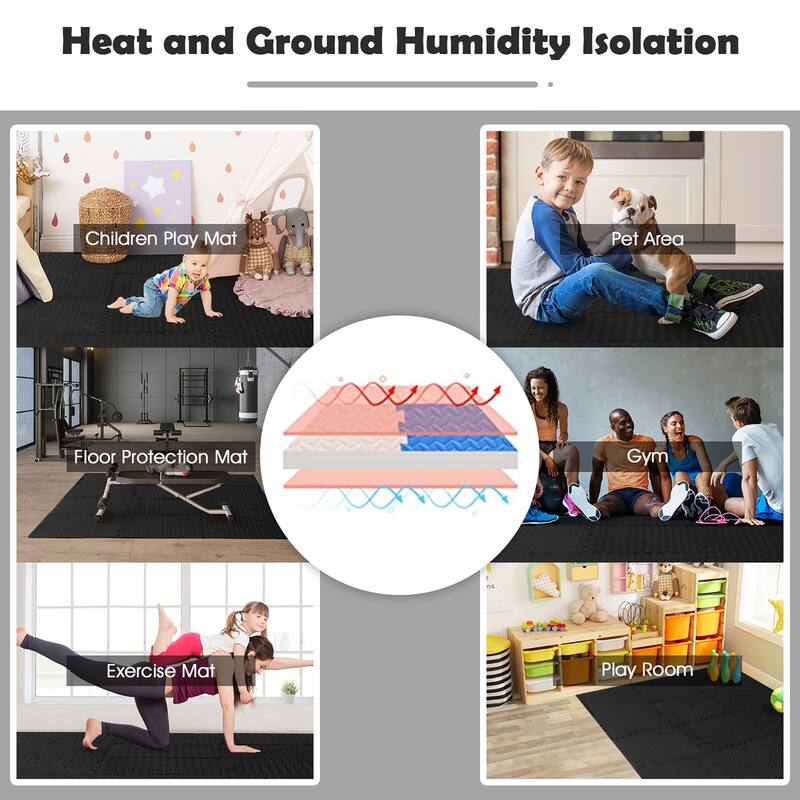 Costway 24 Tiles 1/2'' Puzzle Floor Exercise Mat Interlocking - 24 Tiles
