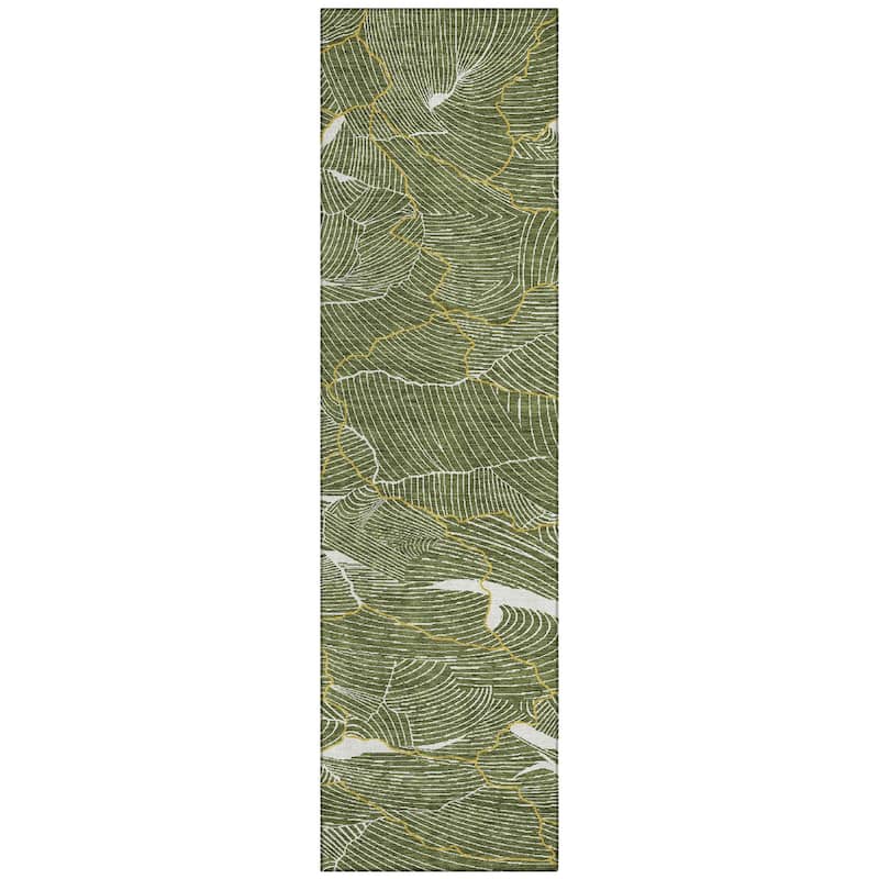 Machine Washable Indoor/ Outdoor Abstract Crackle Chantille Rug