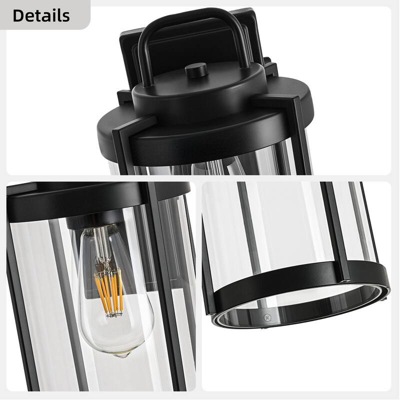 Matte Black Farmhouse Outdoor Wall Lantern Sconce - 3 Variants (11in 1-Light/14in 1-Light/17in 3-Light), Clear Glass, Wet Rated