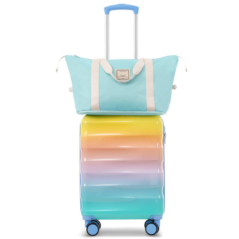 20" Carry-on Luggage with Cup Holder, Lightweight Glossy Hardshell Suitcases with Spinner Wheels and TSA Lock, for Travel