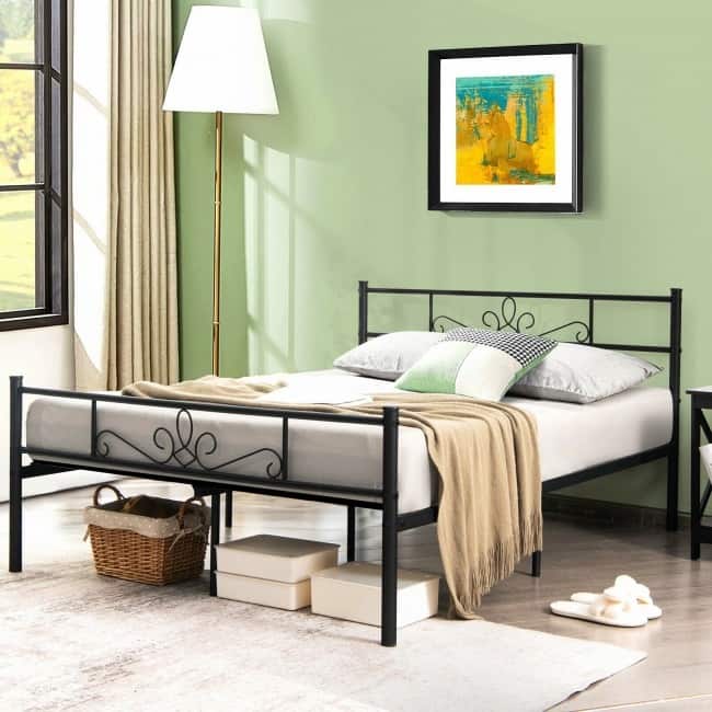 Metal Bed Frame with Headboard and Footboard