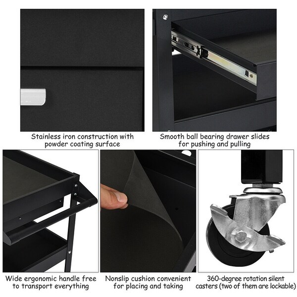 Costway Three Tray Rolling Tool Cart Mechanic Cabinet Storage ToolBox On Sale Bed Bath Beyond 28301093