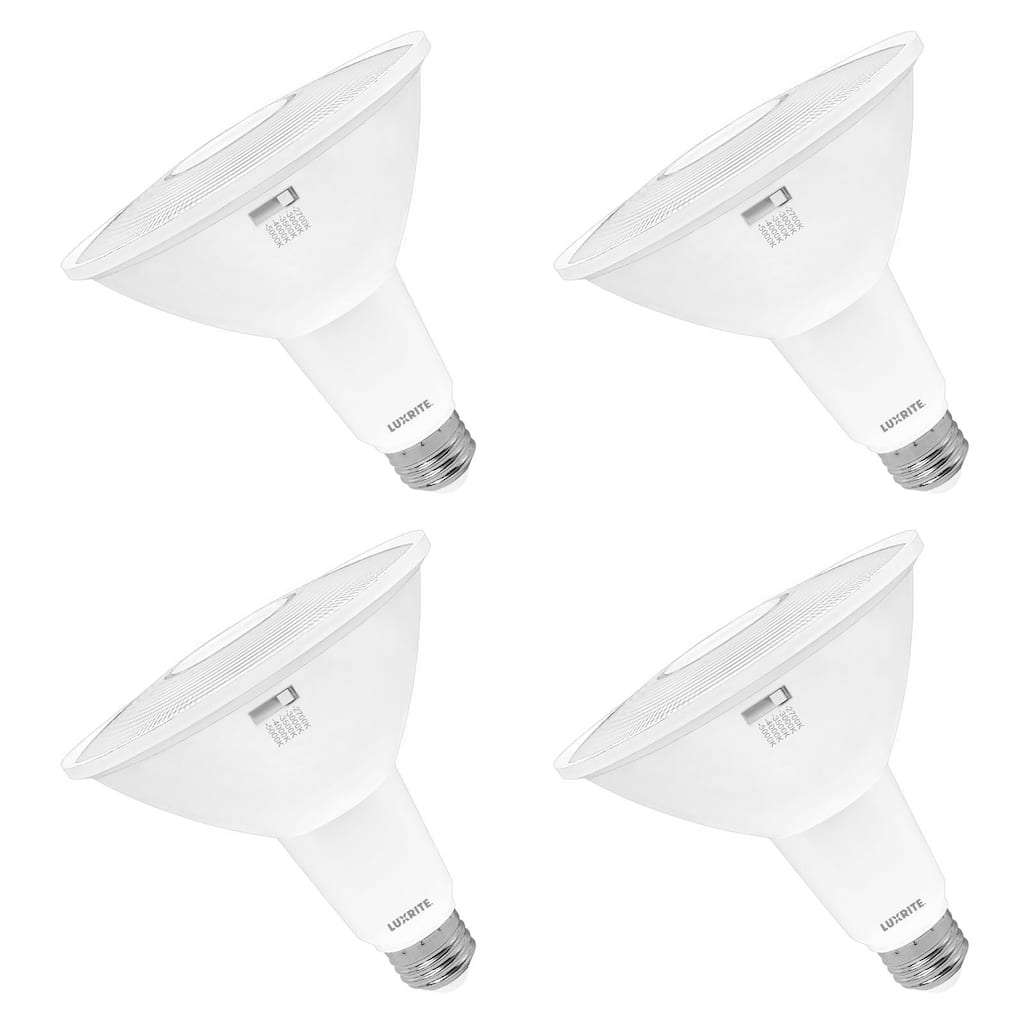 Luxrite PAR38 LED Flood Light Bulb 13W=90W 5CCT 1200 Lumens Dimmable Spotlight Bulb Damp Rated ETL Listed E26 (4 Pack)