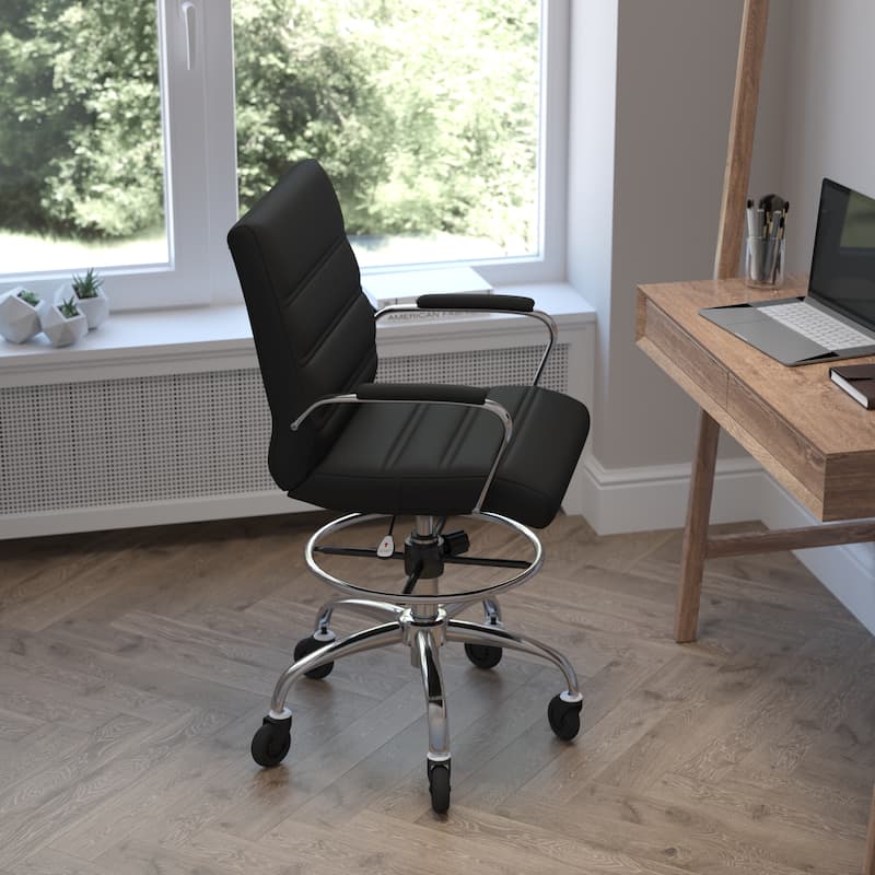 Drafting Chair with Roller Wheels, Adjustable Foot Ring