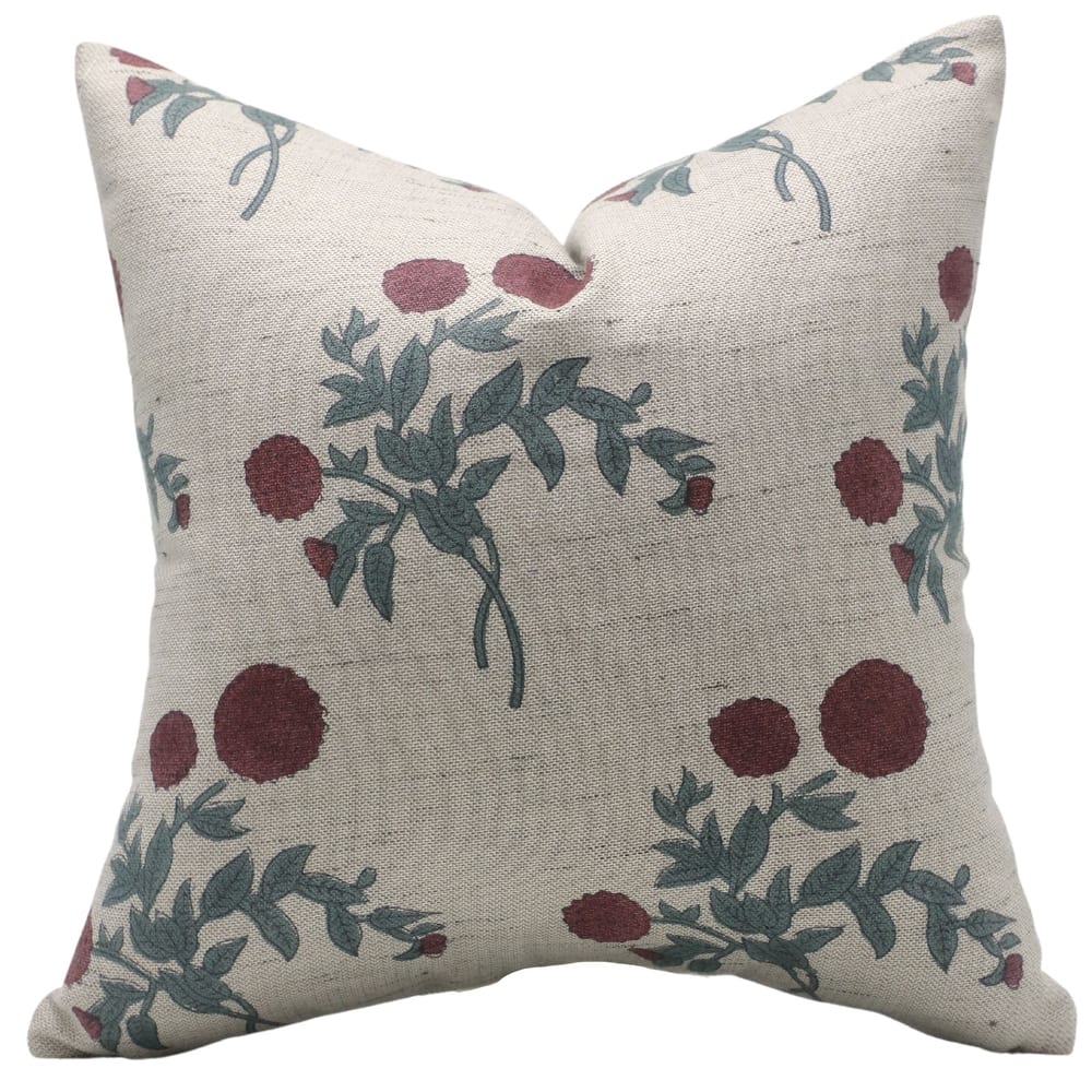 Fabdivine Artisan Linen Block Print Pillow Cover Sofa Accent Vintage, Gulab