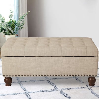Rectangle Tufted Lift Top Storage Ottoman