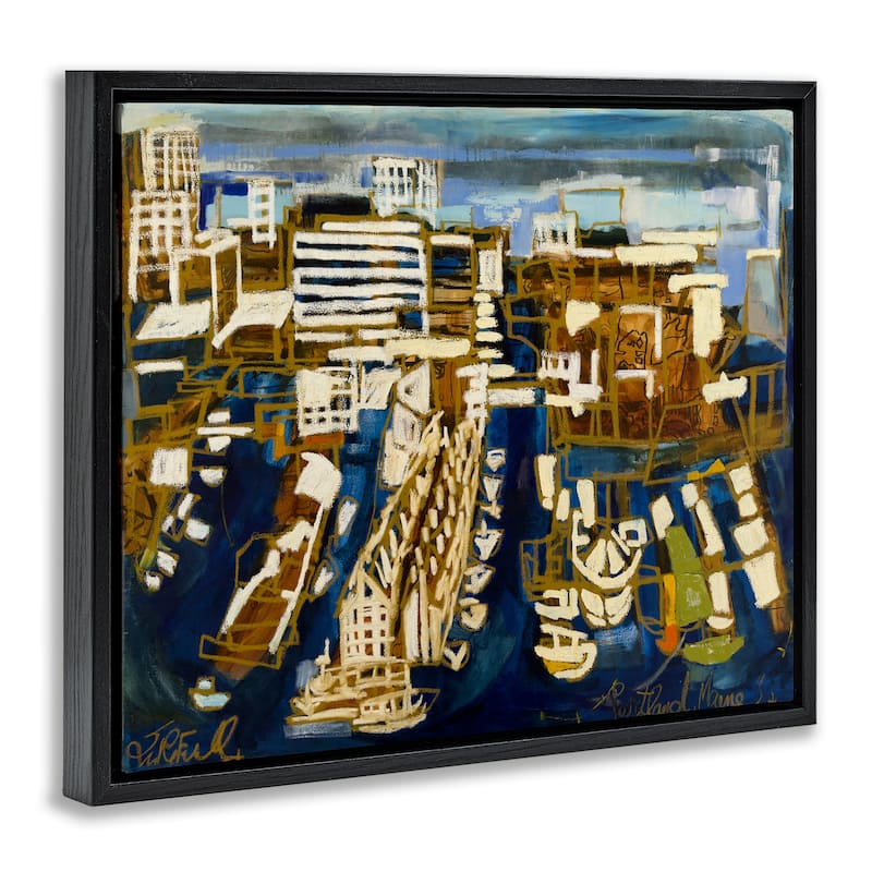 Stupell Bold Abstract Cityscape Framed Floater Canvas Wall Art Design By Erin McGee Ferrell
