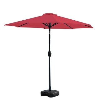 Overstockamada 9 Ft Patio Umbrella With Tilt And Crank With Free Standing Fillable Base Red Dailymail