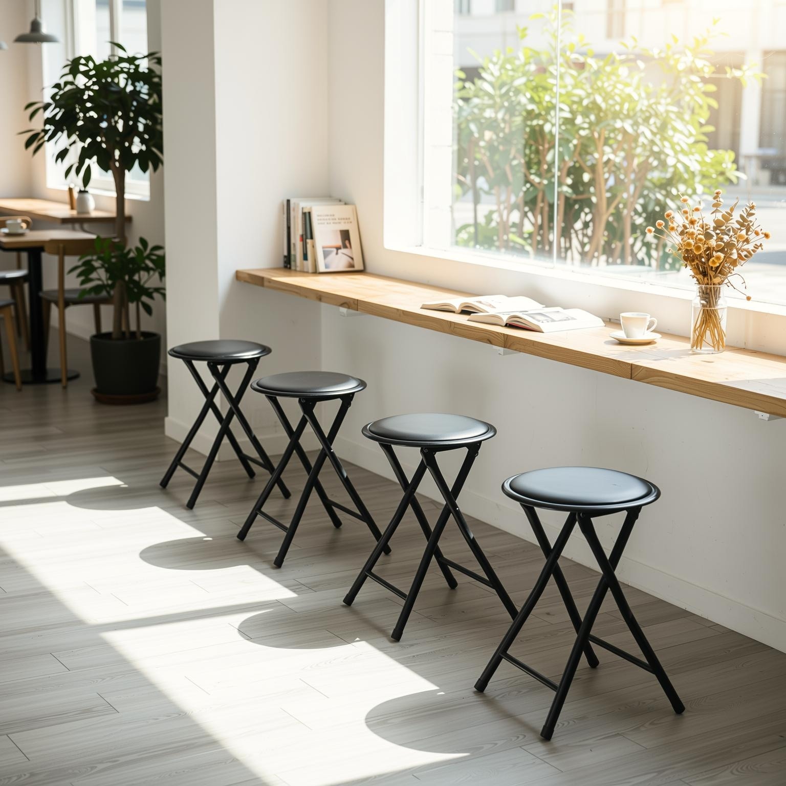 Homy Casa Set 2/4 Black Metal Folding Stools Portable Home & Events