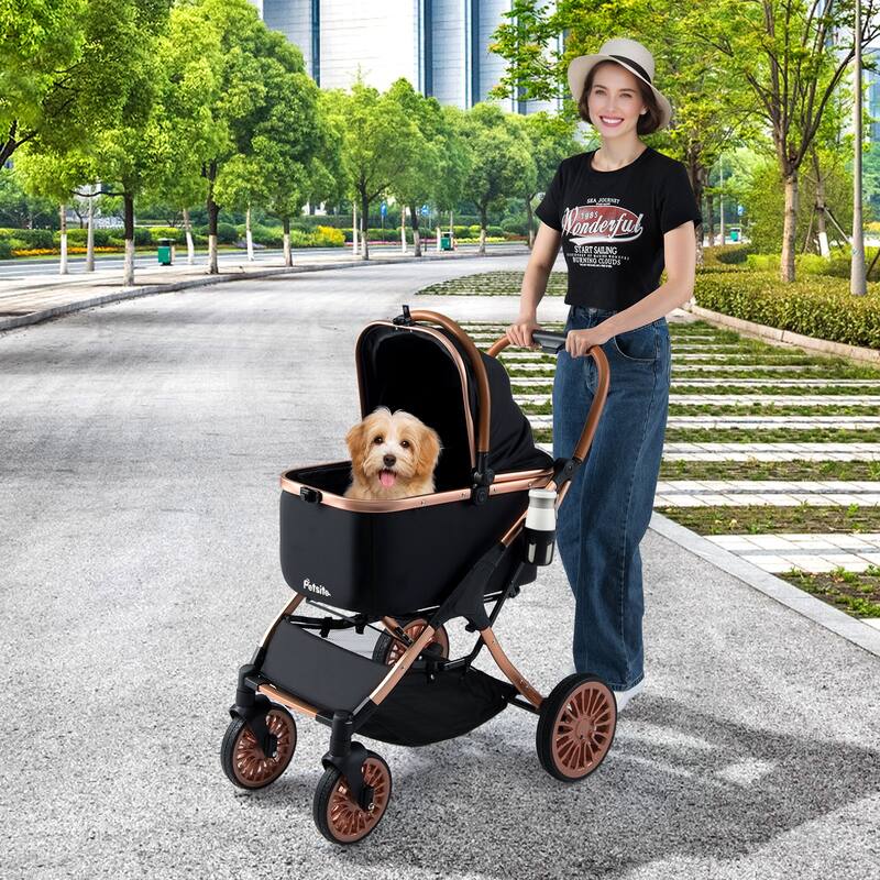 Gymax 3-in-1 Pet Stroller w/ Removable Carrier Sun Shade Removable Pad