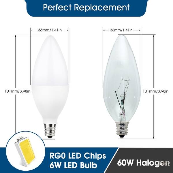 YANSUN UL-Listed 60-Watt Equivalent 6W C11 Non-Dimmable LED Candle ...