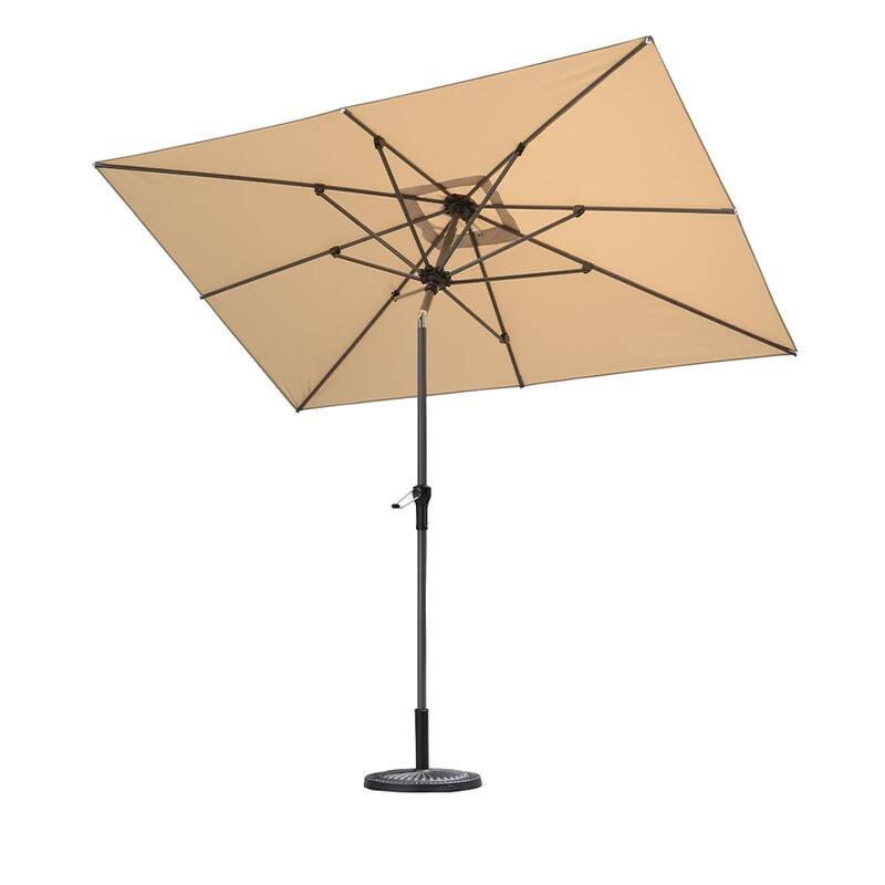 PURPLE LEAF Heavy-duty Crank and Tilt Table Umbrella Outdoor Patio Market Umbrella - 6x9ft-Beige