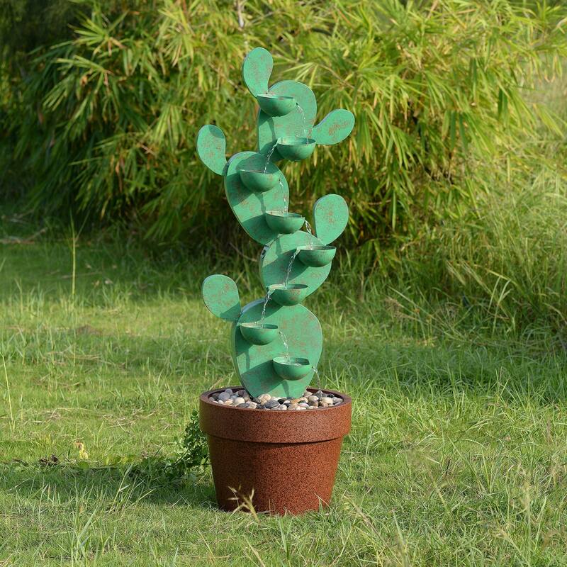 Cactus Cascading Outdoor Garden Water Fountain - 46.5"