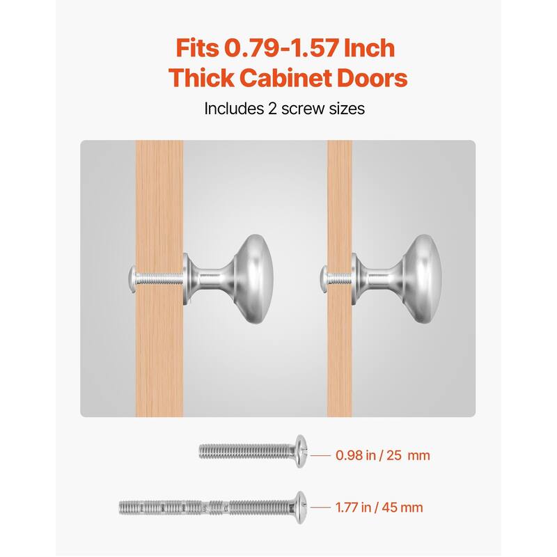 Nickel Mushroom Cabinet Knobs 25 Pack Zinc Alloy Single Hole Drawer Pulls with Screws for Kitchen Bathroom Wardrobe Furniture